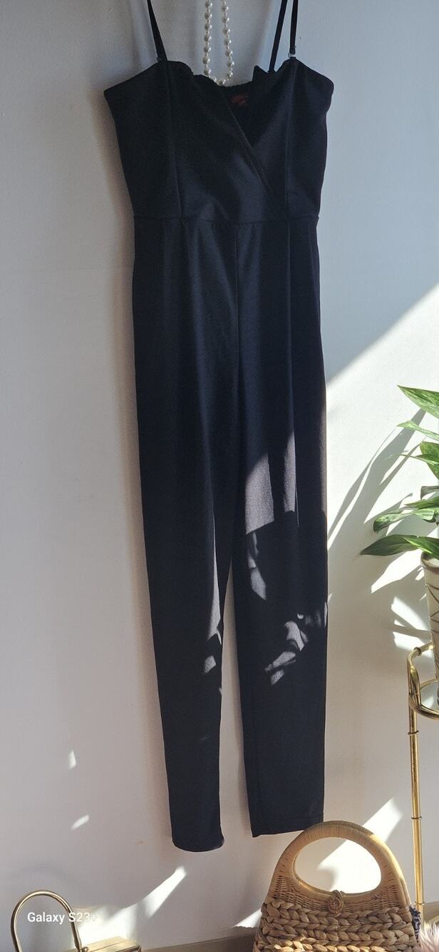 Vintage Black Bongo Romper Strapless Women's Jumpsuit Size L
